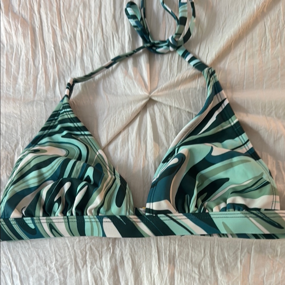Target Green and White Bikini Top with Tropical Print